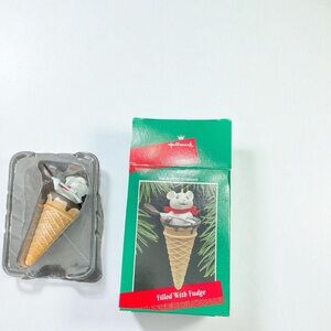 Vintage Hallmark “Filled With Fudge” in Ice Cream Cone Ornament